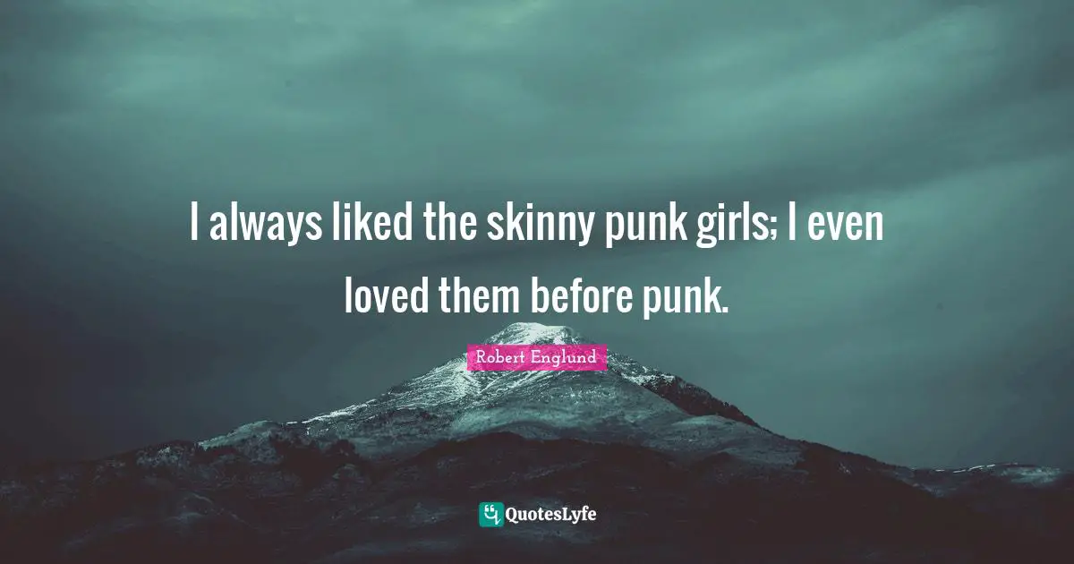 I always liked the skinny punk girls; I even loved them before punk.