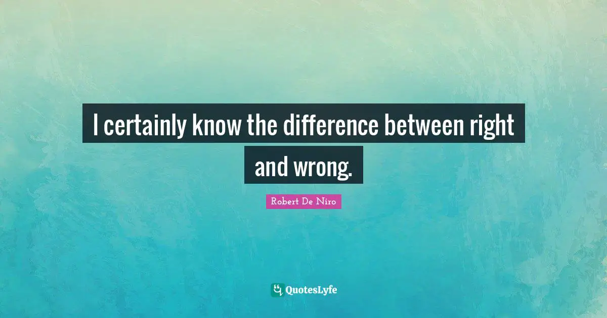 Robert De Niro Quotes: "I certainly know the difference between right and wrong."