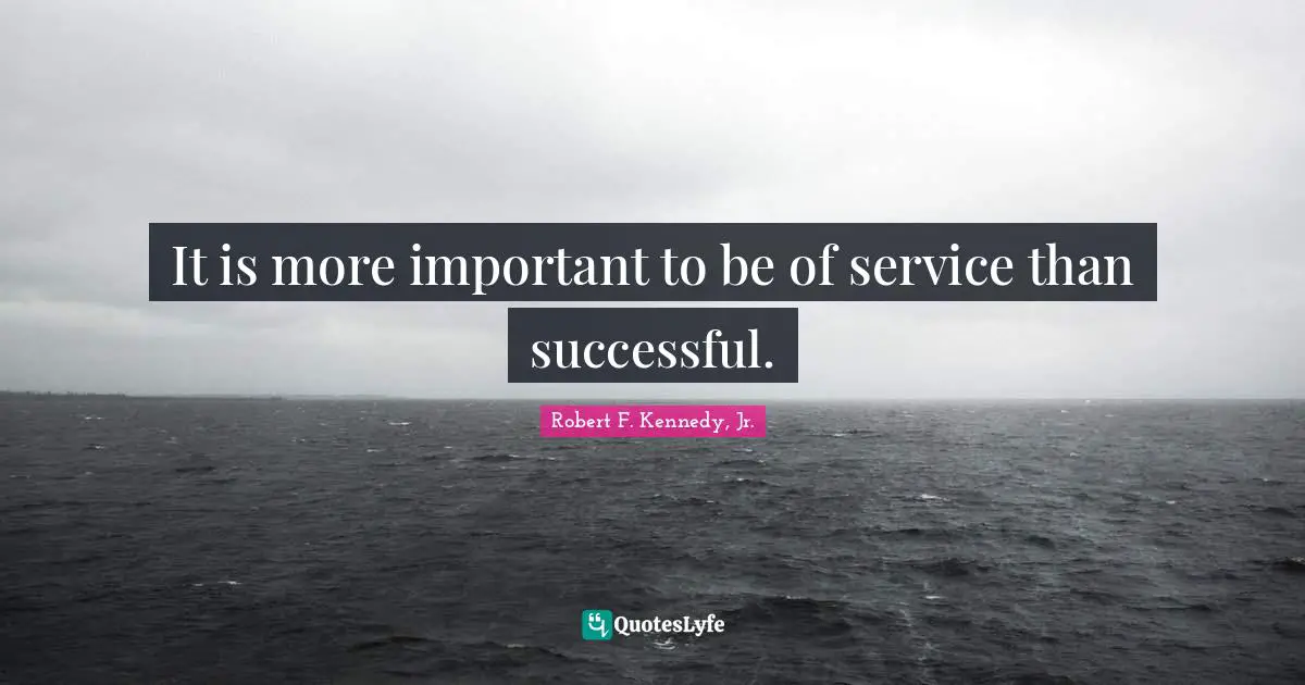 It is more important to be of service than successful.