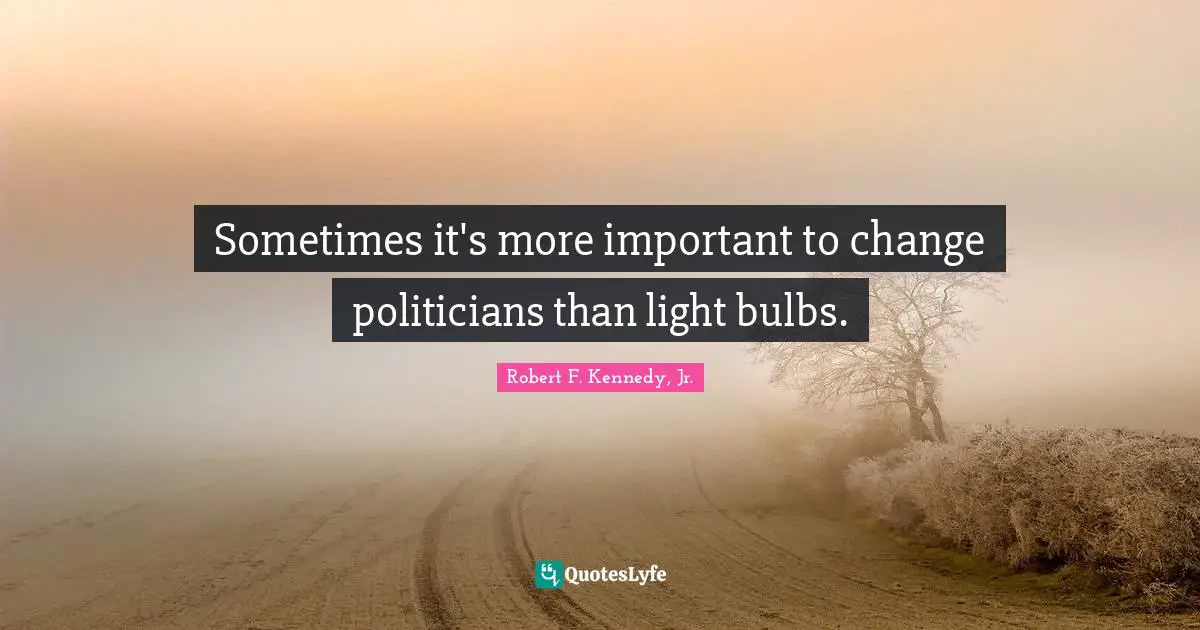 Sometimes it's more important to change politicians than light bulbs.