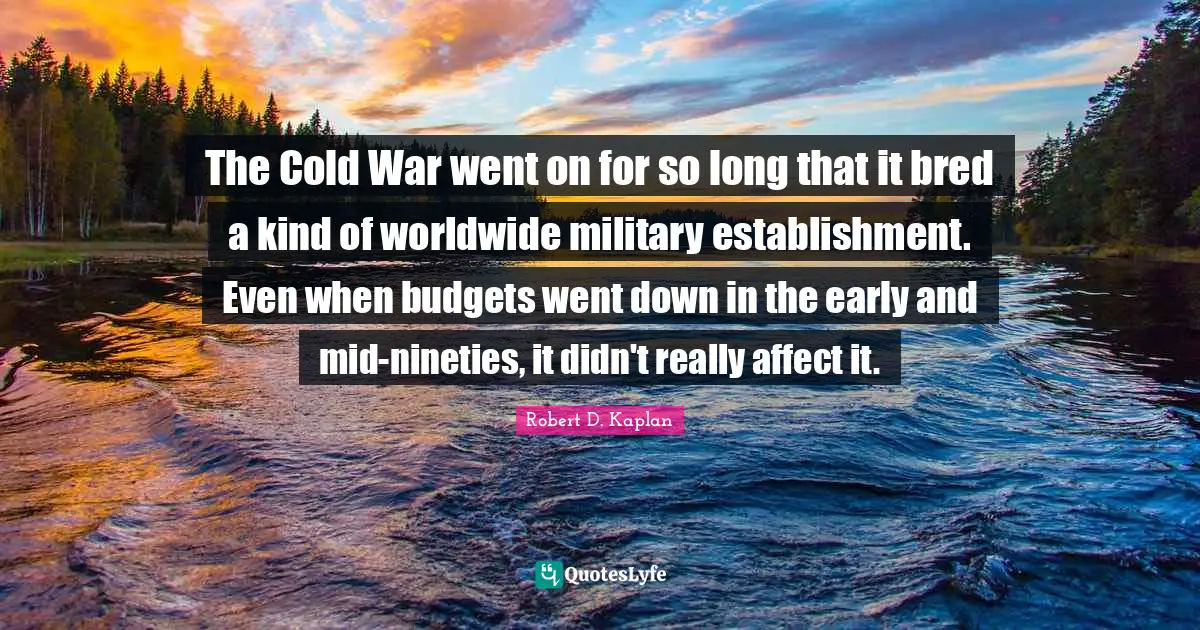 The Cold War went on for so long that it bred a kind of worldwide military establishment. Even when budgets went down in the early and mid-nineties, it didn't really affect it.