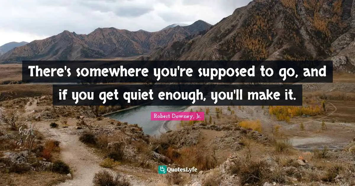 Robert Downey, Jr. Quotes: "There's somewhere you're supposed to go, and if you get quiet enough, you'll make it."