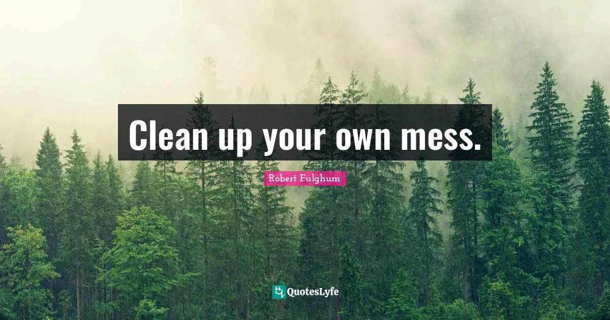 Robert Fulghum Quotes: "Clean up your own mess."