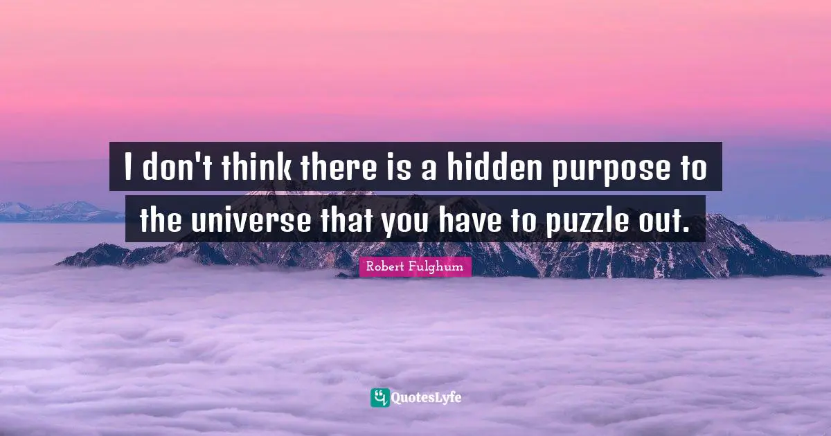 I don't think there is a hidden purpose to the universe that you have to puzzle out.