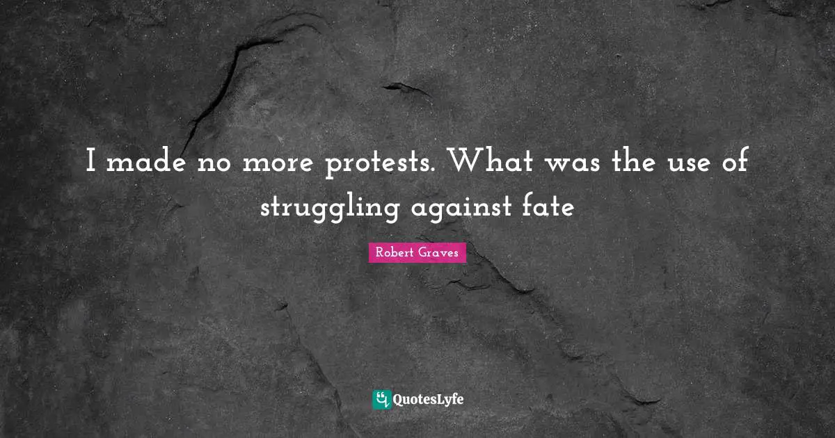 I made no more protests. What was the use of struggling against fate