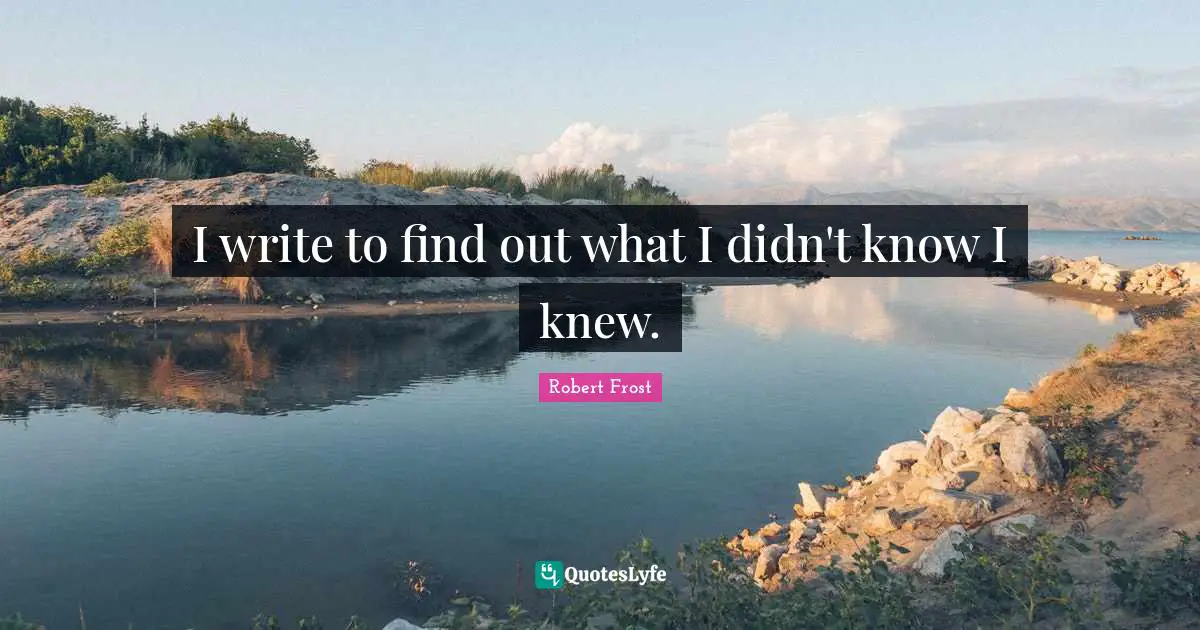 I write to find out what I didn't know I knew.