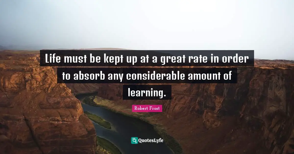 Life must be kept up at a great rate in order to absorb any considerable amount of learning.