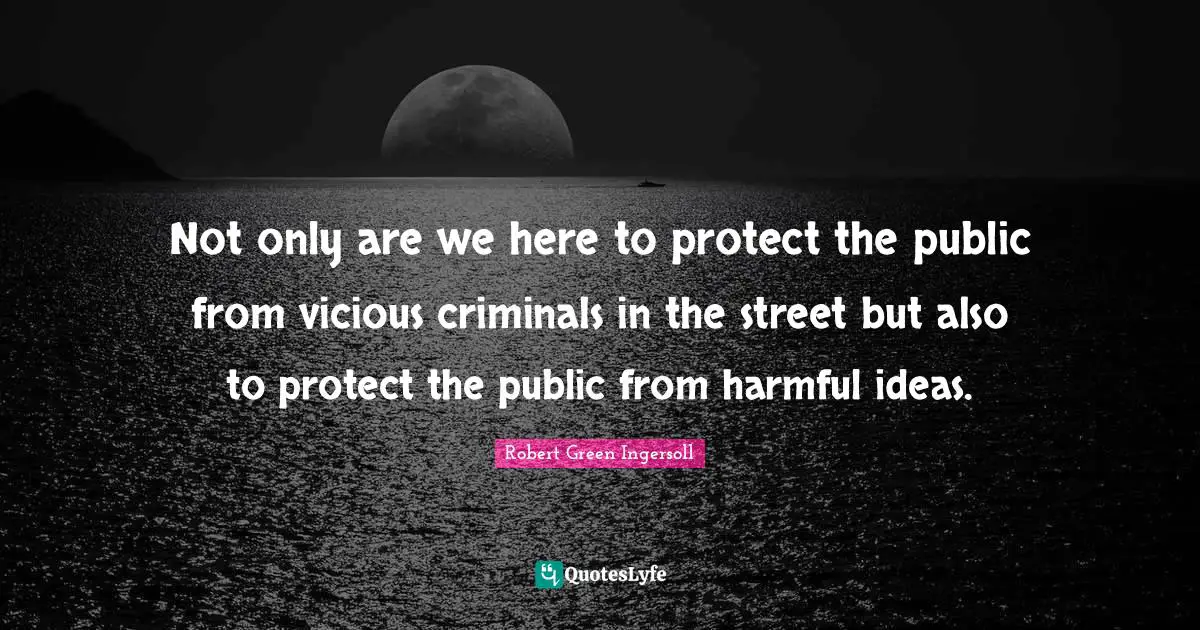 Not only are we here to protect the public from vicious criminals in the street but also to protect the public from harmful ideas.
