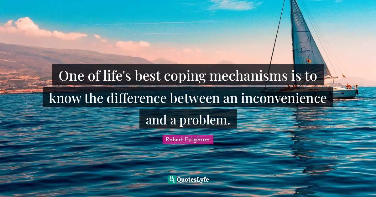 Coping Quotes: "One of life's best coping mechanisms is to know the difference between an inconvenience and a problem."