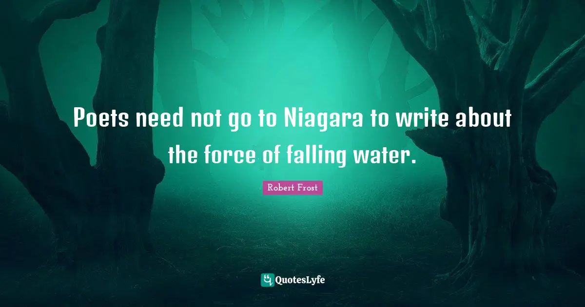 Poets need not go to Niagara to write about the force of falling water.
