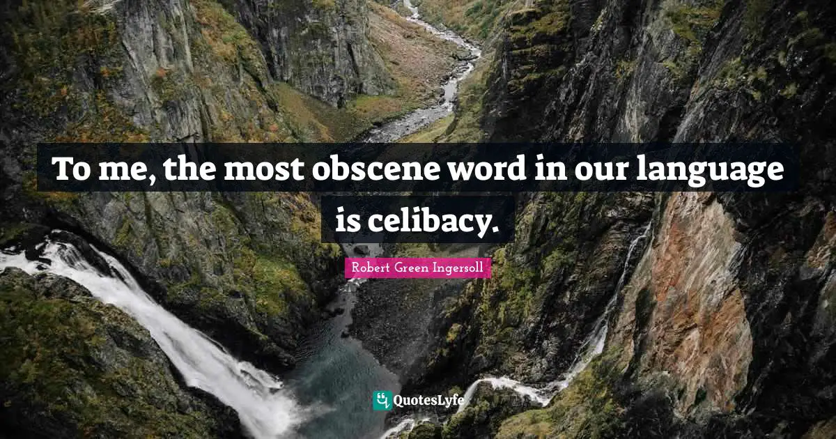 To me, the most obscene word in our language is celibacy.