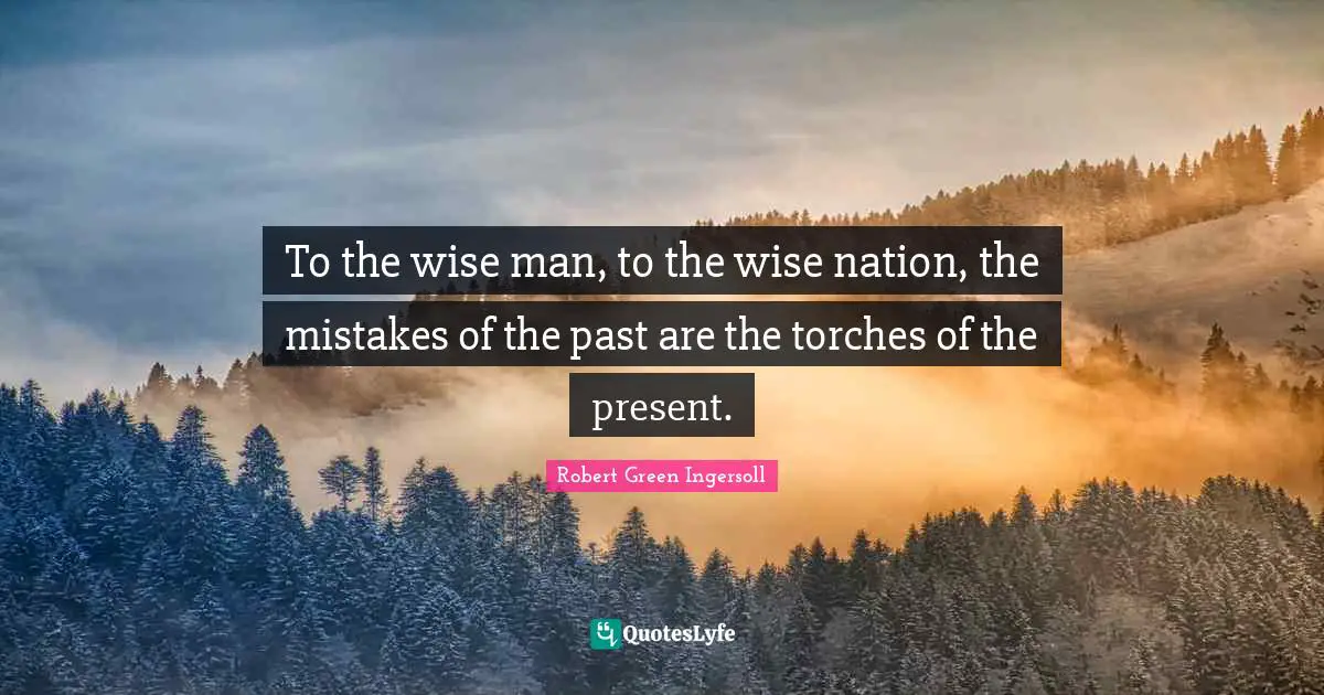 To the wise man, to the wise nation, the mistakes of the past are the torches of the present.