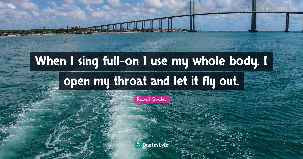 When I sing full-on I use my whole body. I open my throat and let it fly out.