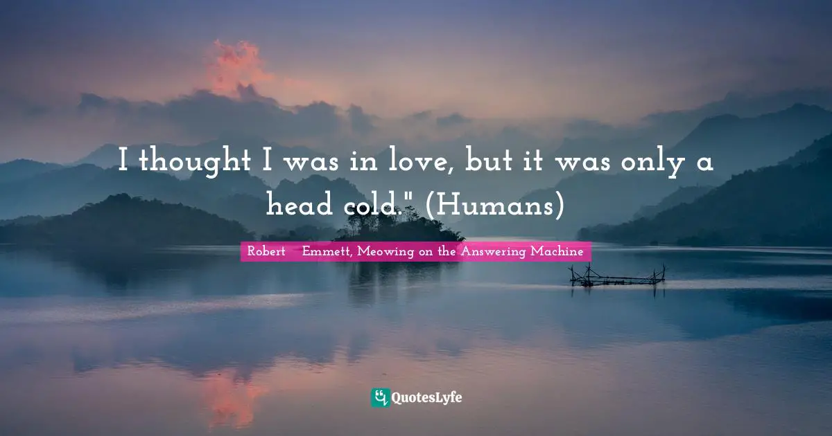 I thought I was in love, but it was only a head cold." (Humans)