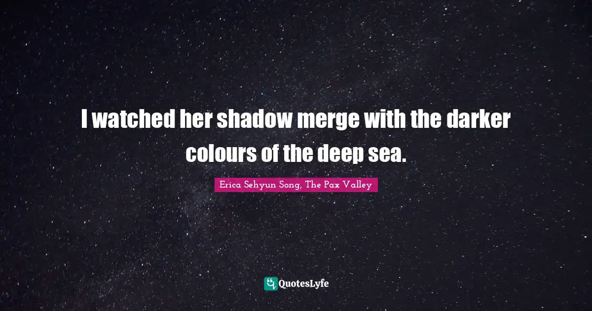 I watched her shadow merge with the darker colours of the deep sea.