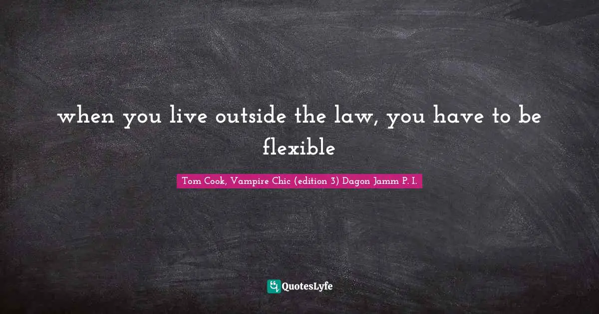 when you live outside the law, you have to be flexible