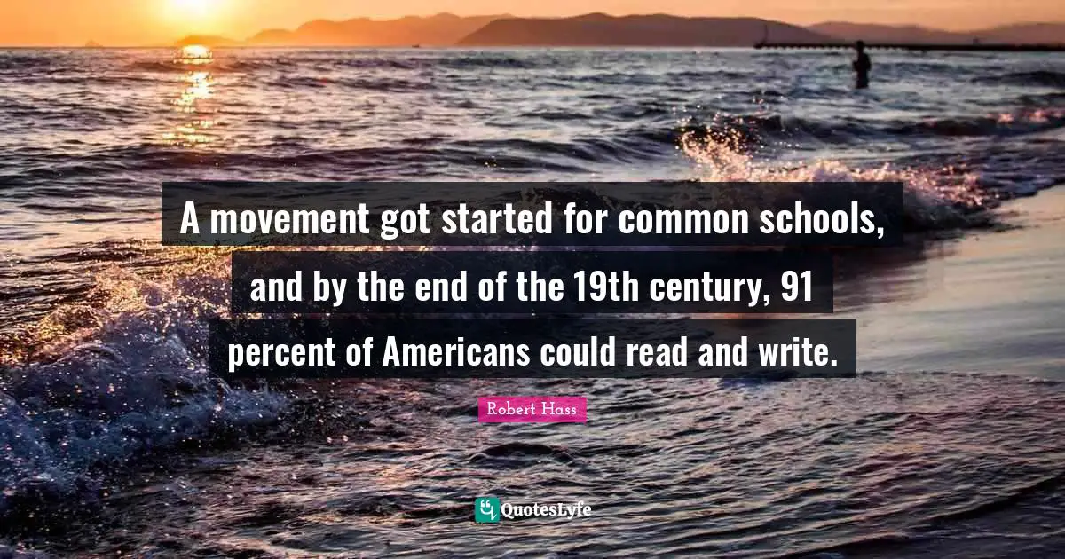A movement got started for common schools, and by the end of the 19th century, 91 percent of Americans could read and write.
