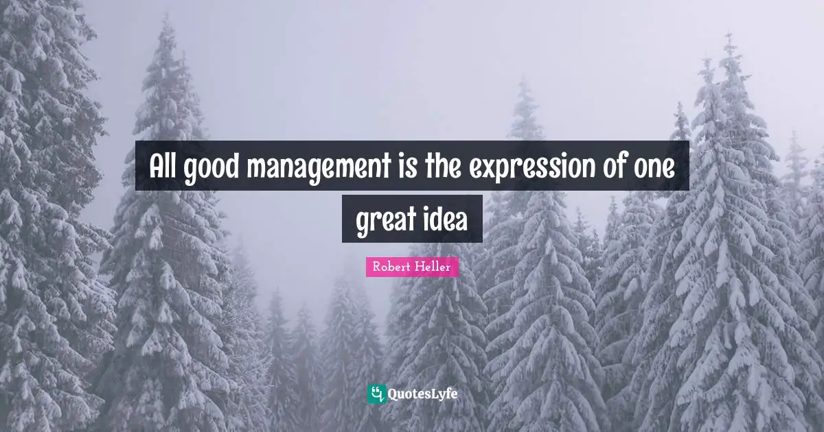 All good management is the expression of one great idea