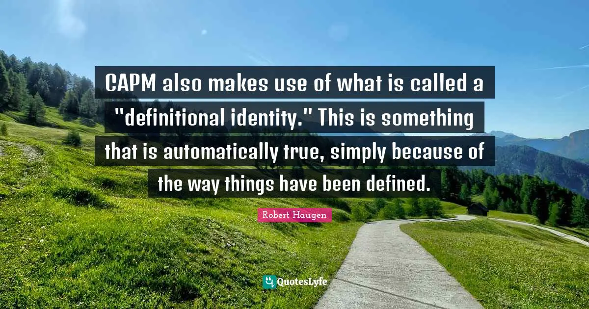 CAPM also makes use of what is called a "definitional identity." This is something that is automatically true, simply because of the way things have been defined.