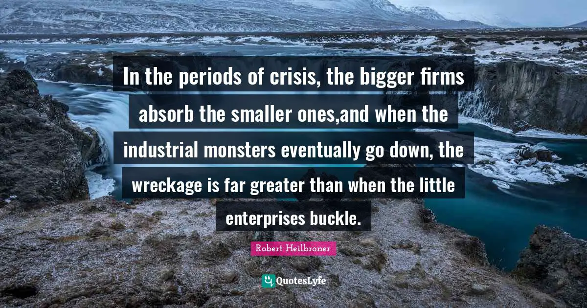 In the periods of crisis, the bigger firms absorb the smaller ones,and when the industrial monsters eventually go down, the wreckage is far greater than when the little enterprises buckle.