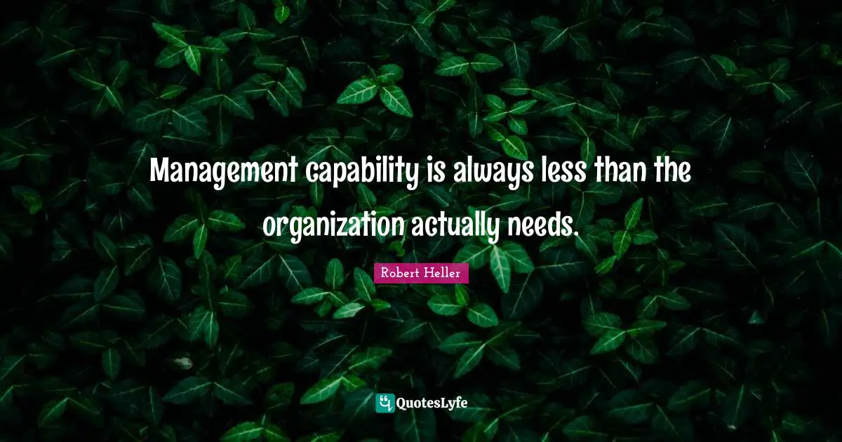 Management capability is always less than the organization actually needs.