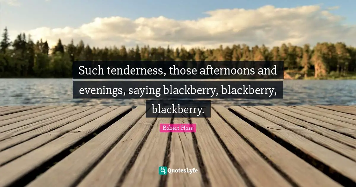 Such tenderness, those afternoons and evenings, saying blackberry, blackberry, blackberry.