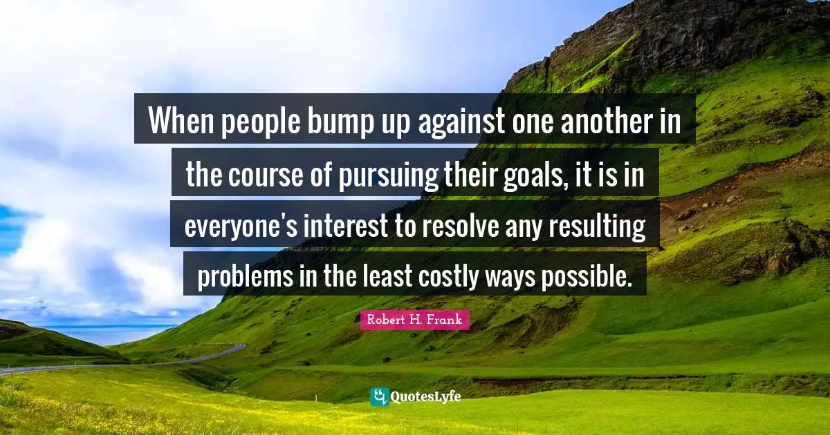 When people bump up against one another in the course of pursuing their goals, it is in everyone's interest to resolve any resulting problems in the least costly ways possible.