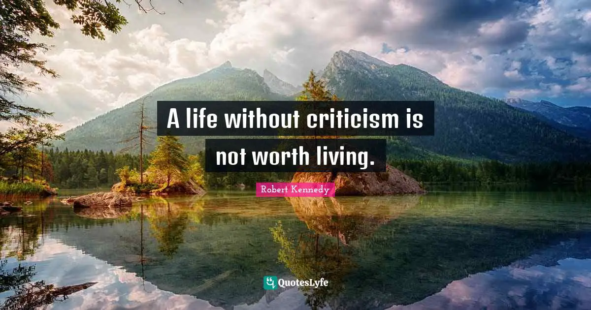 A life without criticism is not worth living.