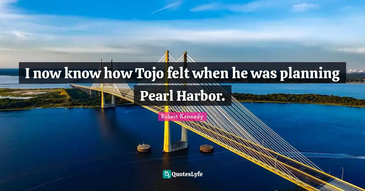 I now know how Tojo felt when he was planning Pearl Harbor.