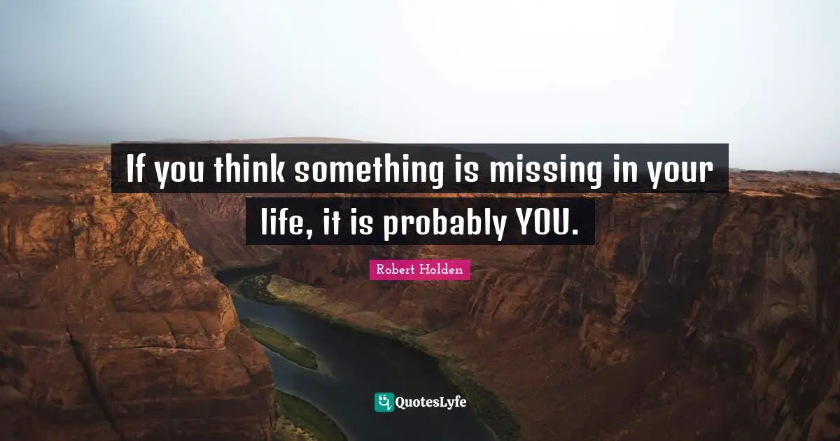 If you think something is missing in your life, it is probably YOU.
