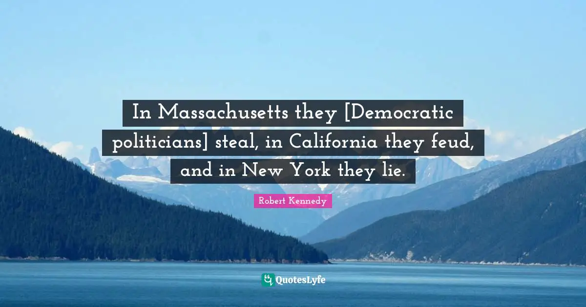 In Massachusetts they [Democratic politicians] steal, in California they feud, and in New York they lie.