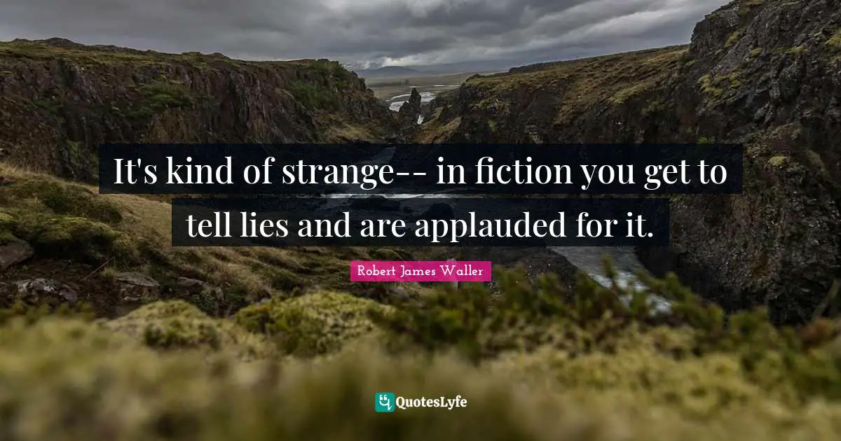 It's kind of strange-- in fiction you get to tell lies and are applauded for it.