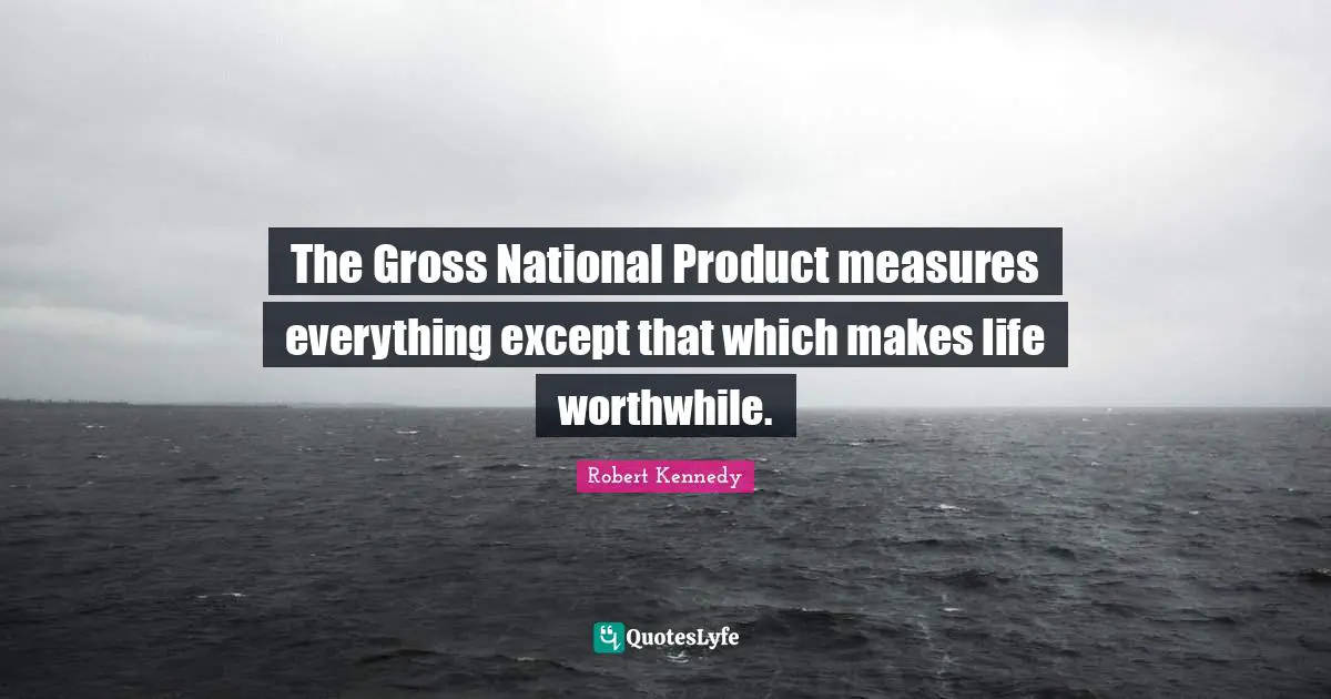 The Gross National Product measures everything except that which makes life worthwhile.