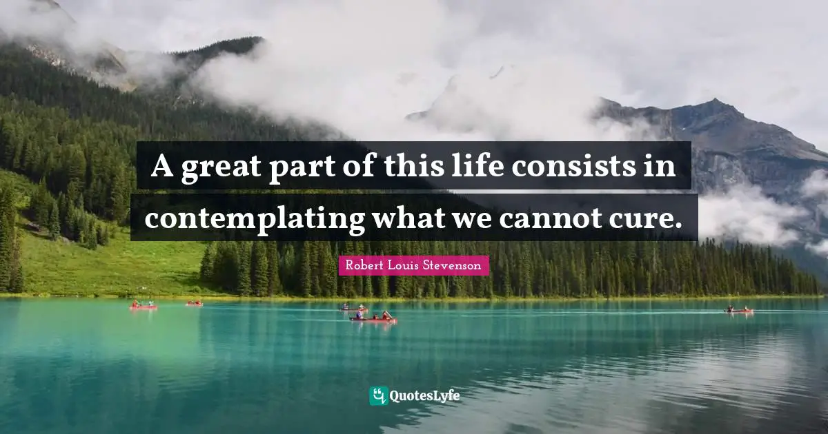 A great part of this life consists in contemplating what we cannot cure.