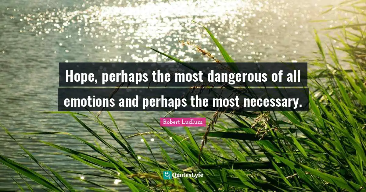 Hope, perhaps the most dangerous of all emotions and perhaps the most necessary.