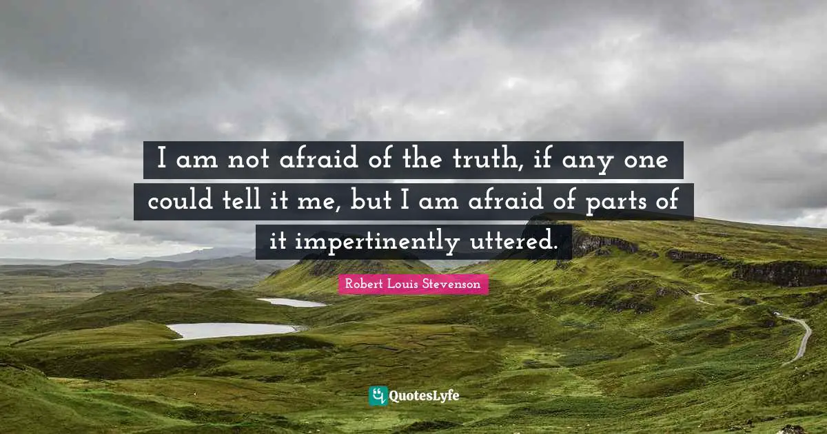 I am not afraid of the truth, if any one could tell it me, but I am afraid of parts of it impertinently uttered.