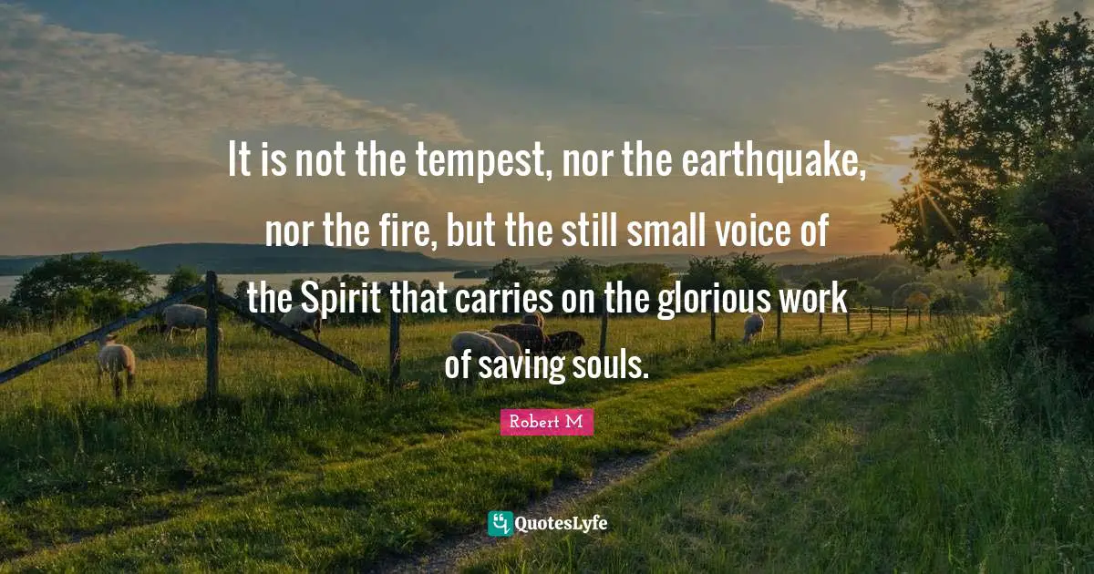 Tempest Quotes: "It is not the tempest, nor the earthquake, nor the fire, but the still small voice of the Spirit that carries on the glorious work of saving souls."