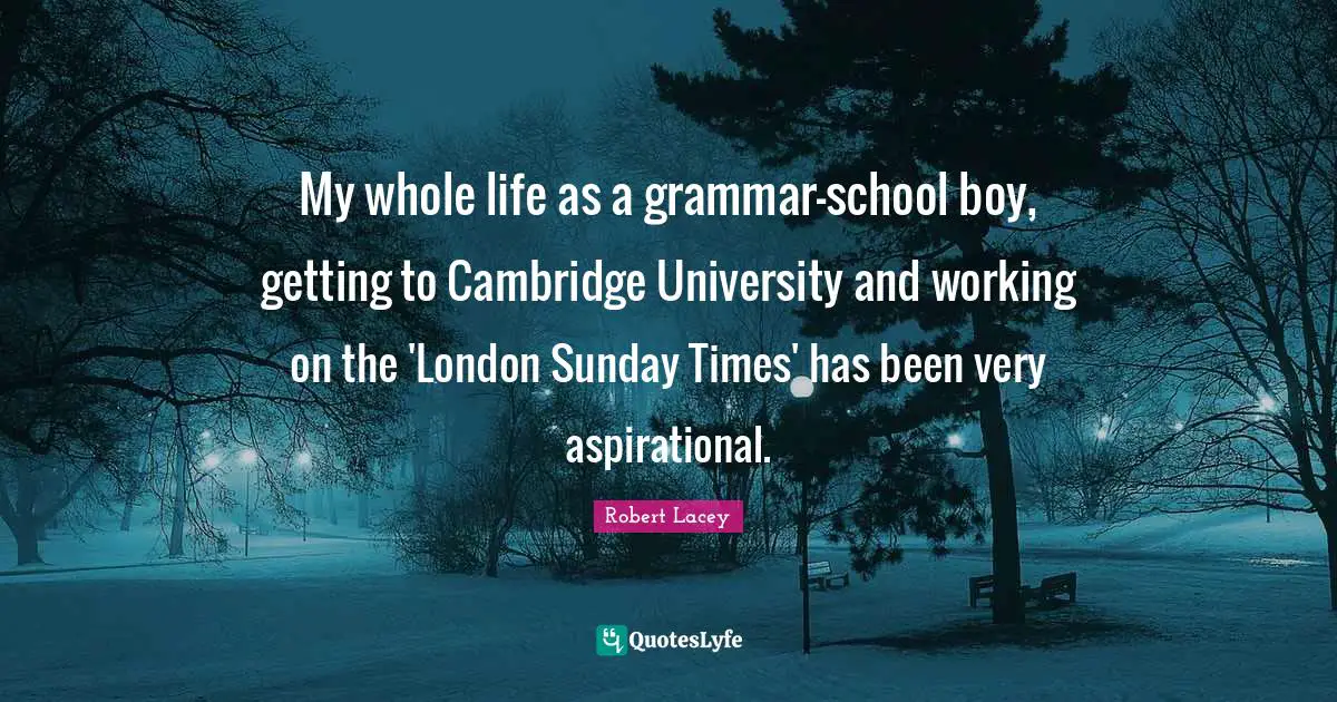My whole life as a grammar-school boy, getting to Cambridge University and working on the 'London Sunday Times' has been very aspirational.
