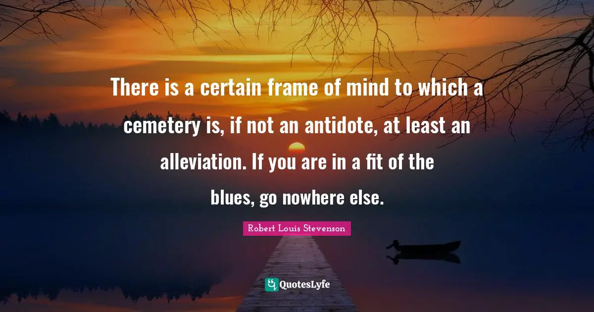 There is a certain frame of mind to which a cemetery is, if not an antidote, at least an alleviation. If you are in a fit of the blues, go nowhere else.