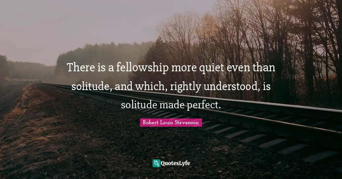 There is a fellowship more quiet even than solitude, and which, rightly understood, is solitude made perfect.