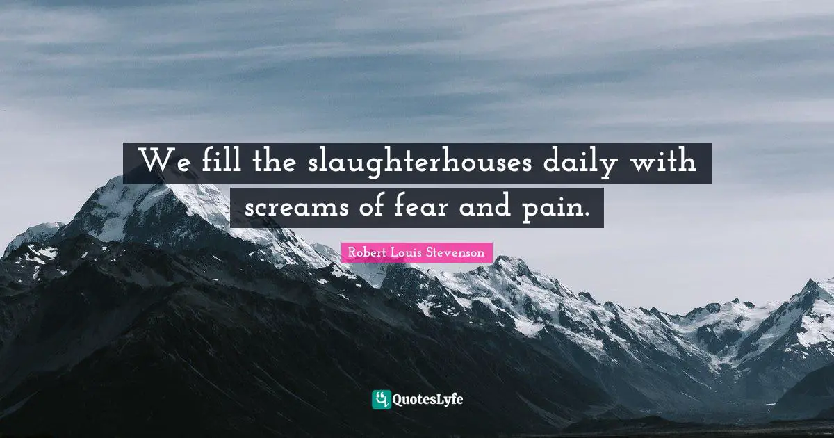We fill the slaughterhouses daily with screams of fear and pain.