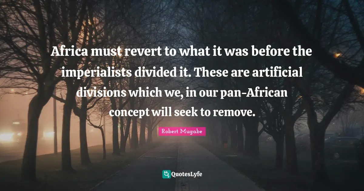 Robert Mugabe Quotes: Africa must revert to what it was before the imperialists divided it. These are artificial divisions which we, in our pan-African concept will seek to remove.