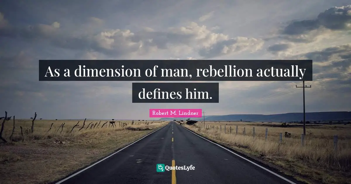 As a dimension of man, rebellion actually defines him.