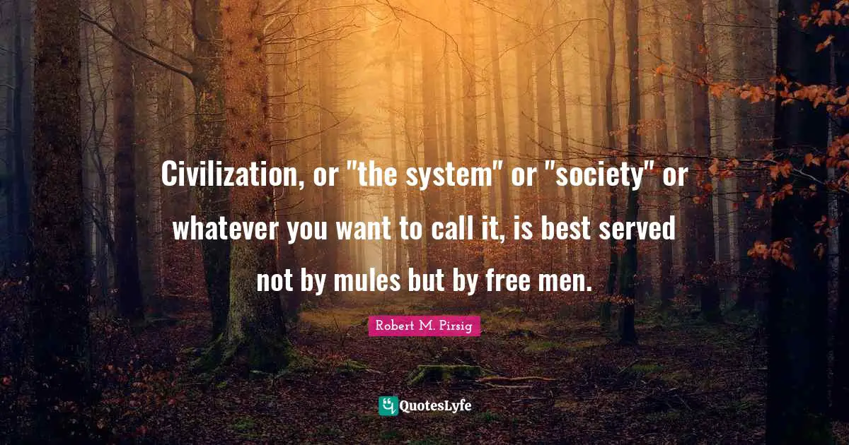 Civilization, or "the system" or "society" or whatever you want to call it, is best served not by mules but by free men.