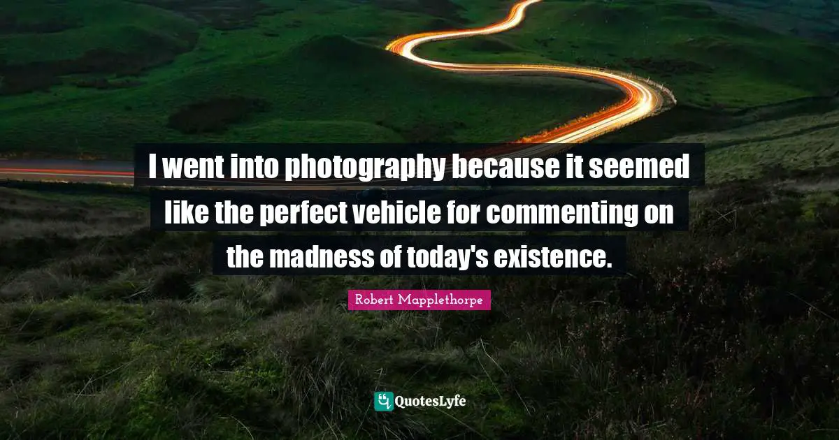 I went into photography because it seemed like the perfect vehicle for commenting on the madness of today's existence.