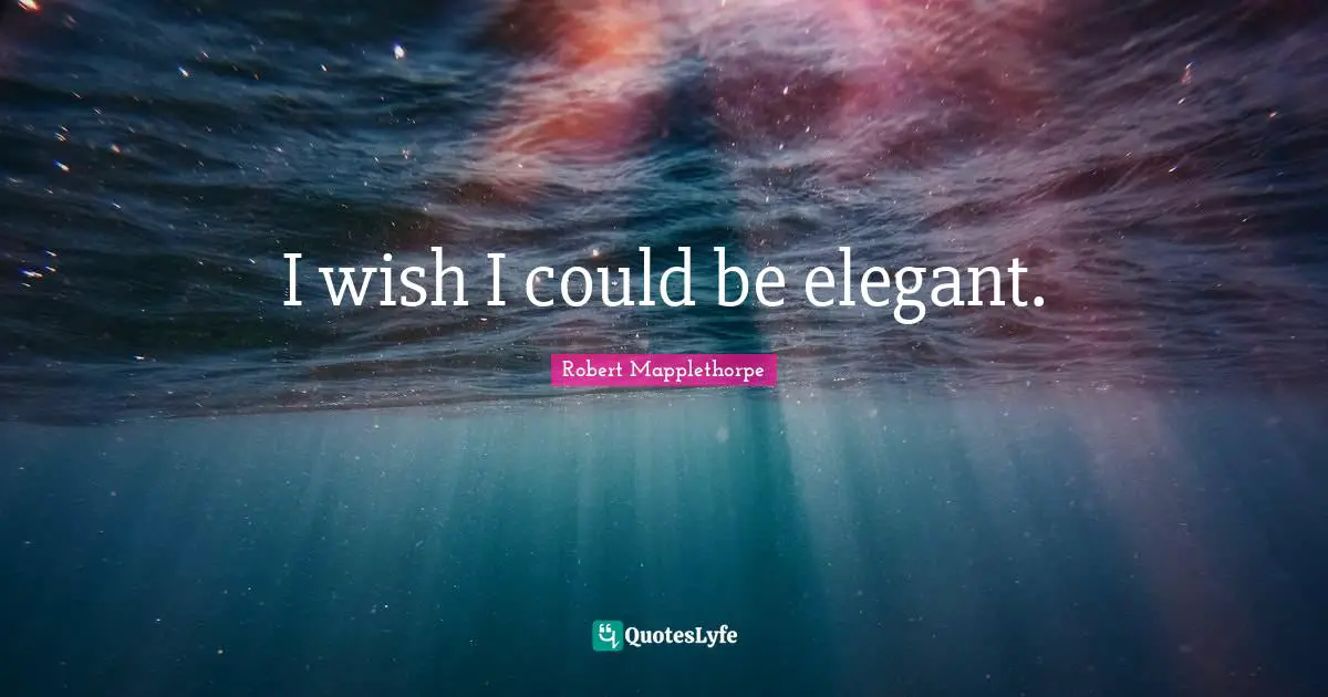 I wish I could be elegant.