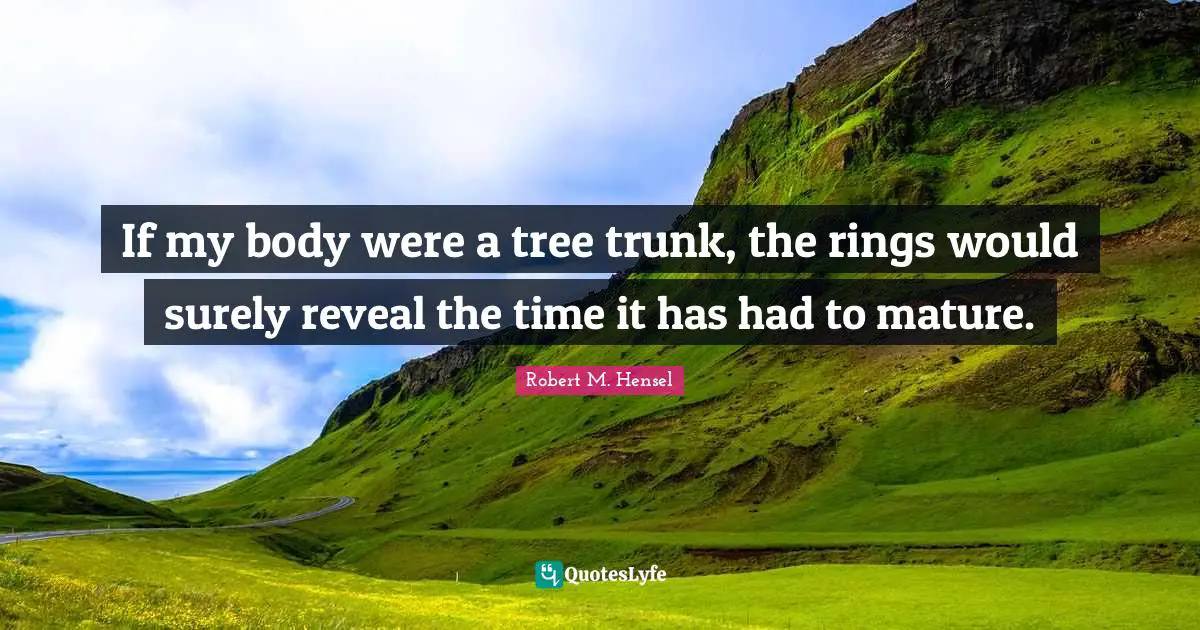 If my body were a tree trunk, the rings would surely reveal the time it has had to mature.