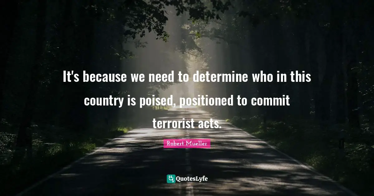 It's because we need to determine who in this country is poised, positioned to commit terrorist acts.