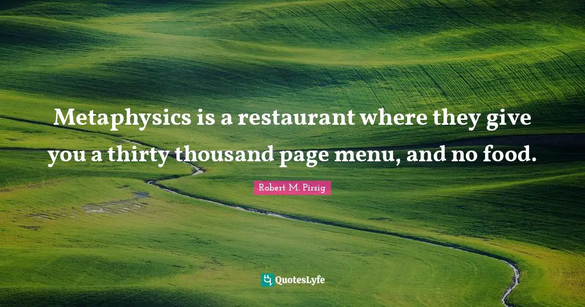 Metaphysics is a restaurant where they give you a thirty thousand page menu, and no food.