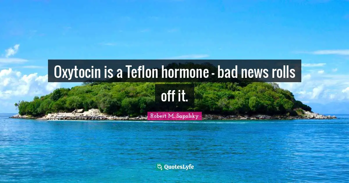Robert M. Sapolsky Quotes: "Oxytocin is a Teflon hormone - bad news rolls off it."
